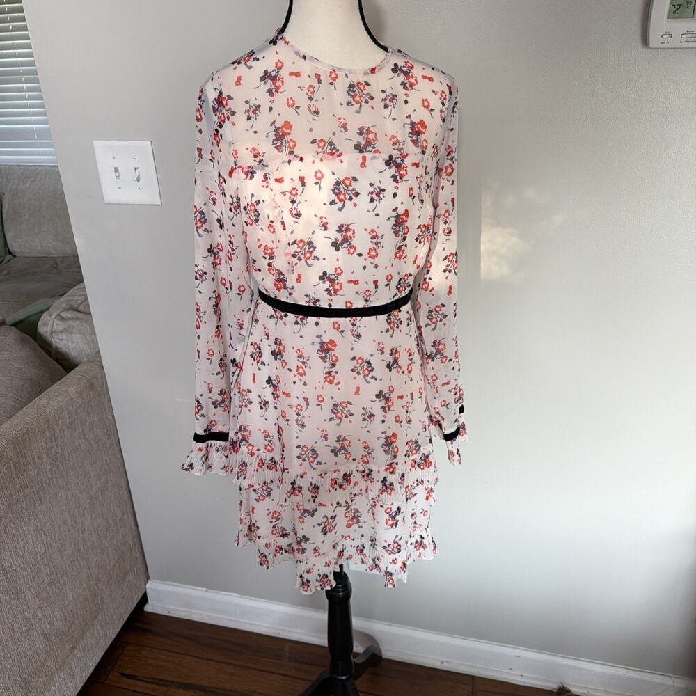 NWT Lulus Floral to See Dress Women Sz M White Sheer Ruffled Lined Mini